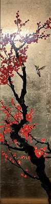 Patrick GuytonArt titleRed Floral 48x12 Gold Leaf Original